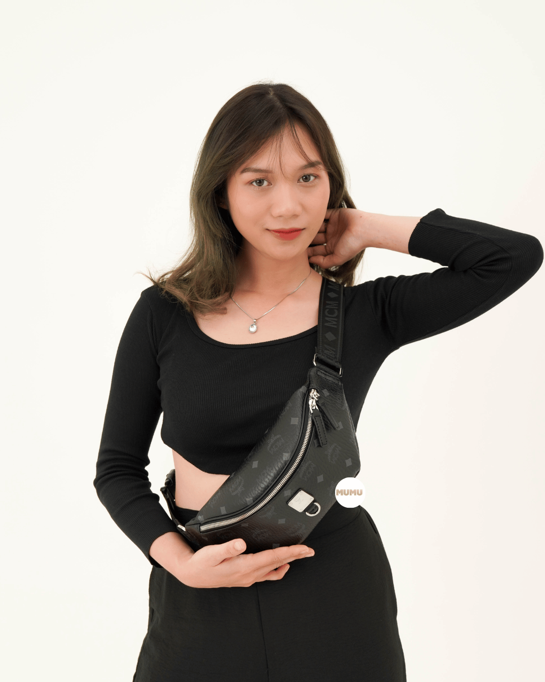 Small Fursten Belt Bag in Visetos Black