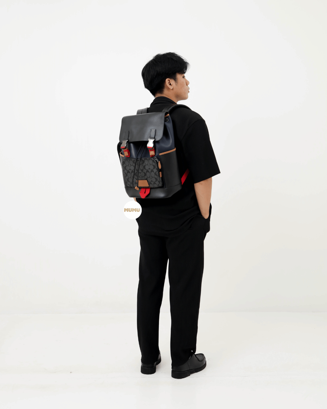 Track Backpack In Colorblock Signature Canvas Charcoal Midnight Multi