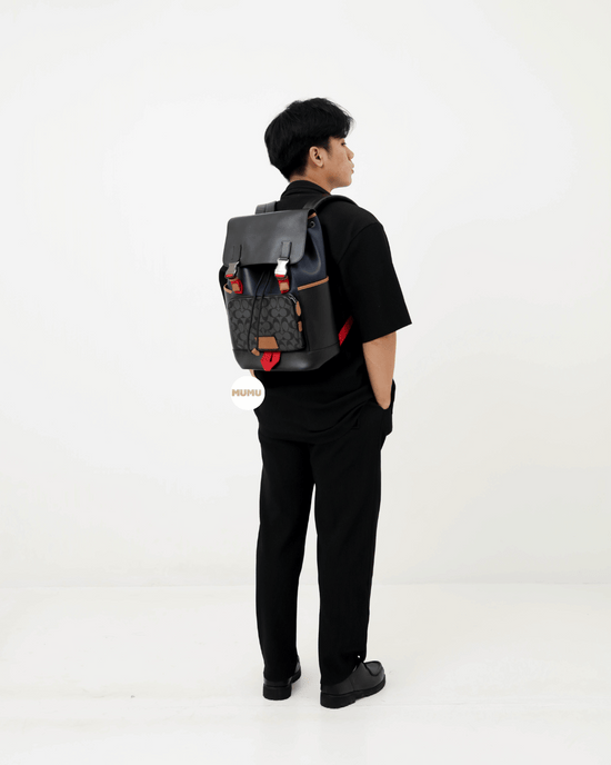 Track Backpack In Colorblock Signature Canvas Charcoal Midnight Multi