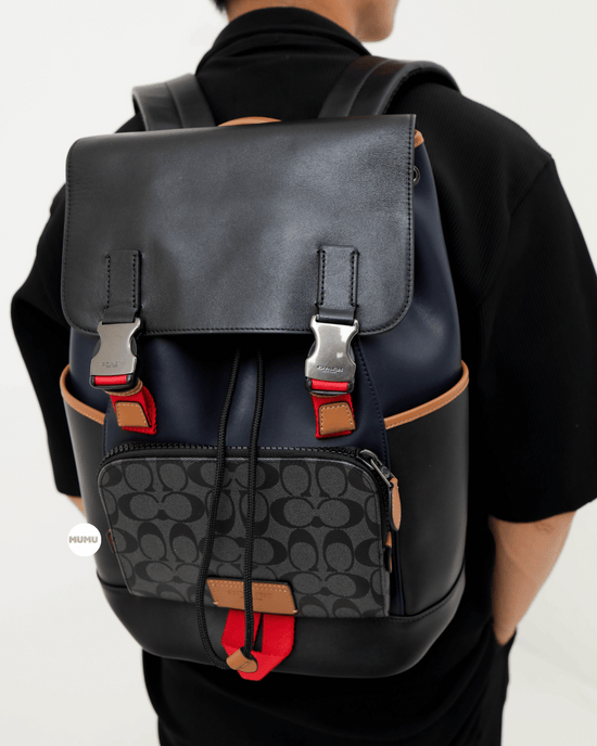 Track Backpack In Colorblock Signature Canvas Charcoal Midnight Multi