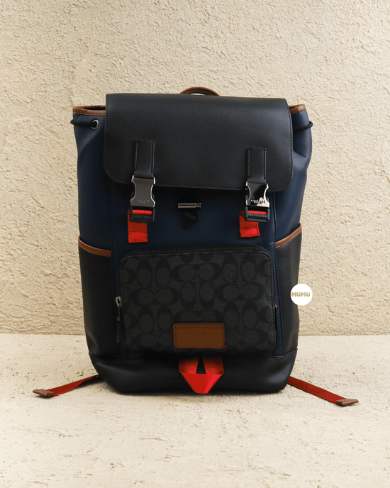 Track Backpack In Colorblock Signature Canvas Charcoal Midnight Multi