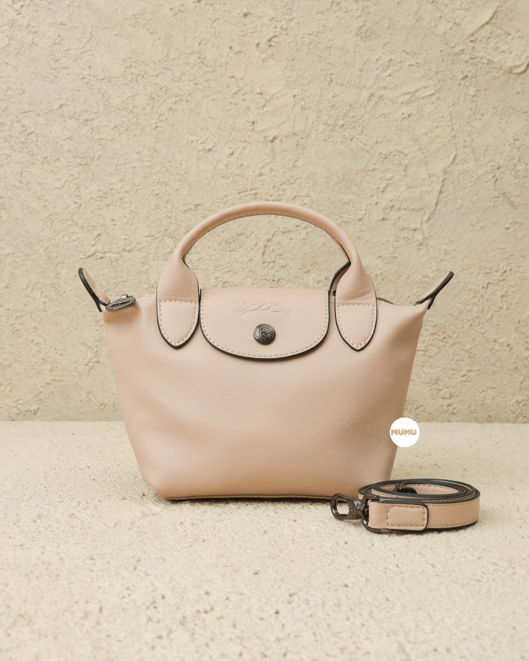 Le Pliage Mini Cuir Top Handle Bag pink