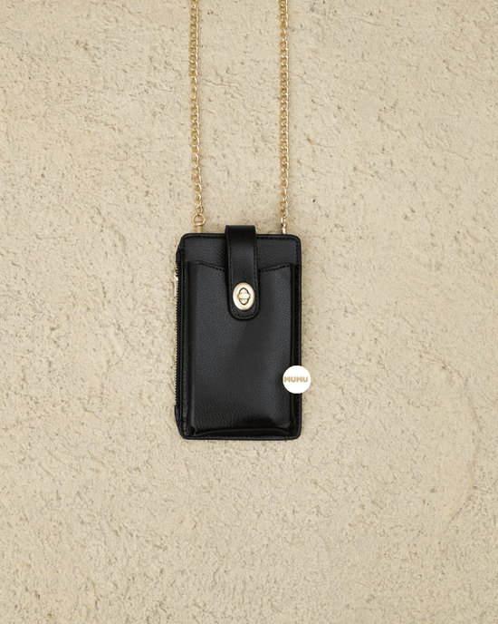 Turnlock Chain Phone Crossbody Black