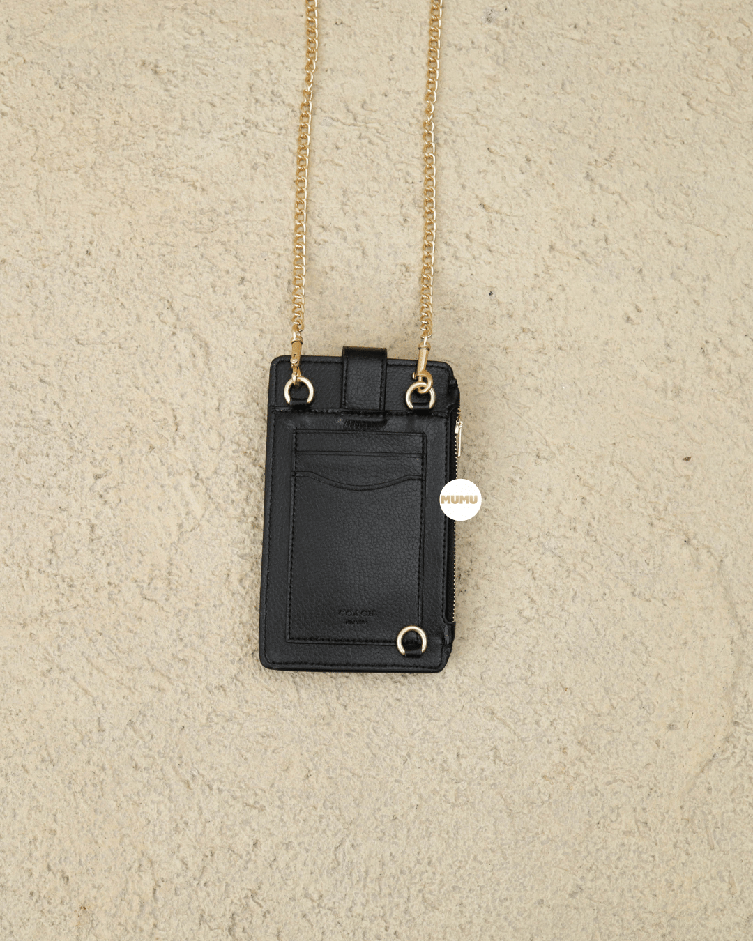 Turnlock Chain Phone Crossbody Black