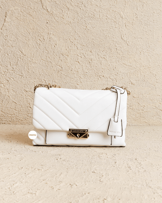 Cece Medium Quilted Convertible Chain Shoulder Bag White