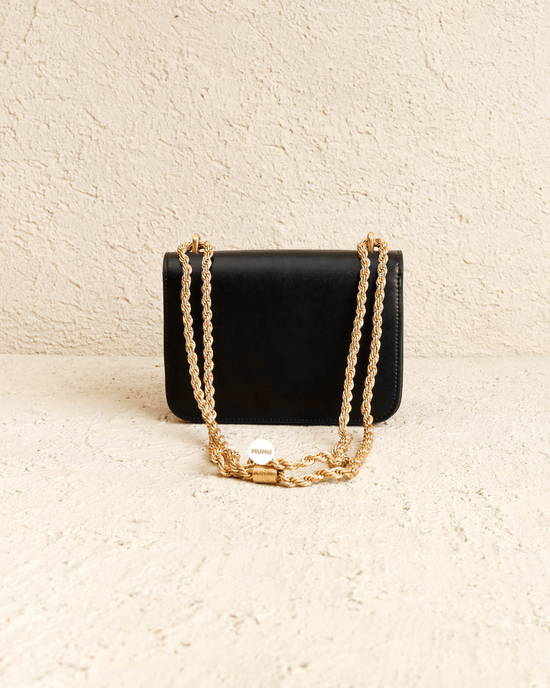 Eleanor Small Convertible Shoulder Bag Chain Strap Black Gold