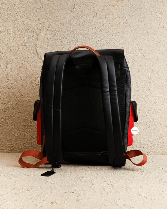 Rivington Backpack In Colorblock Signature Canvas With Coach Patch Charcoal Red Multi