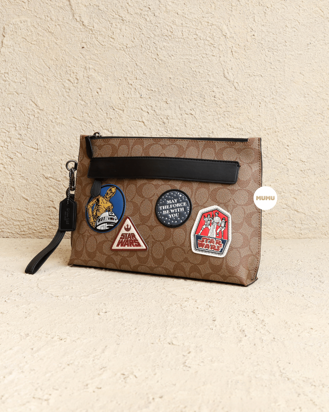 Stars Wars X Coach Carryall Pouch In Signature Canvas With Patches Tan