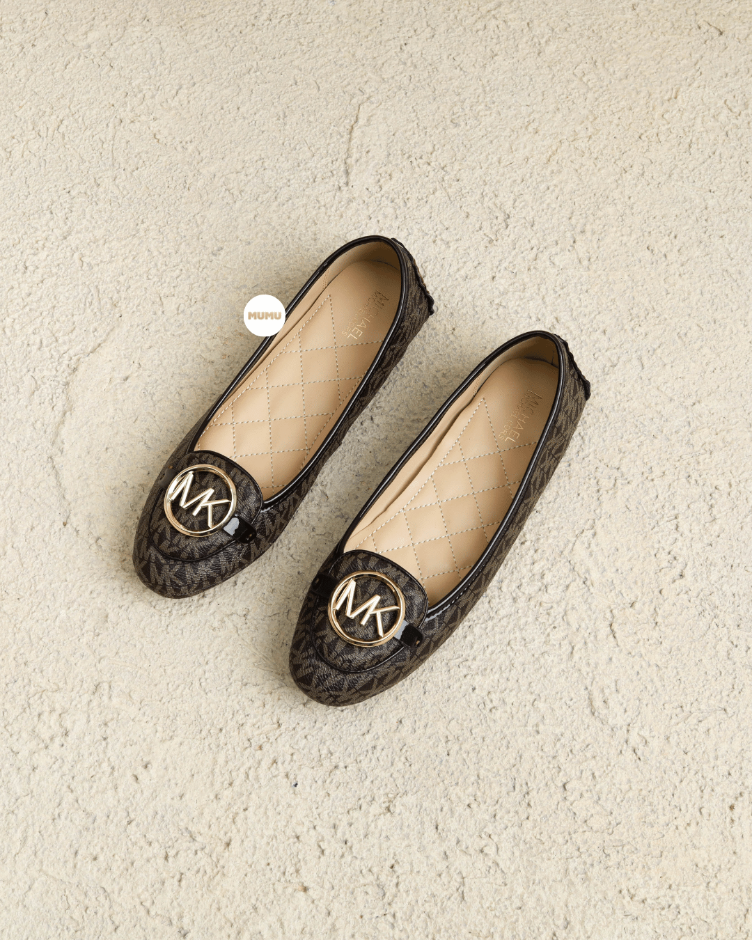 Lillie Moccasin Flats Mini Logo Brown